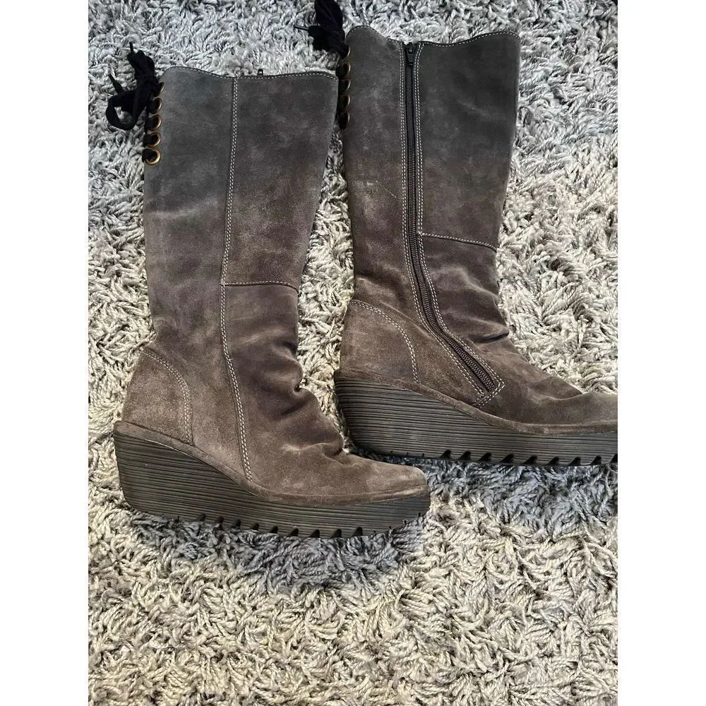 Fly London Yust Grey Suede Boot - Picture 5 of 15